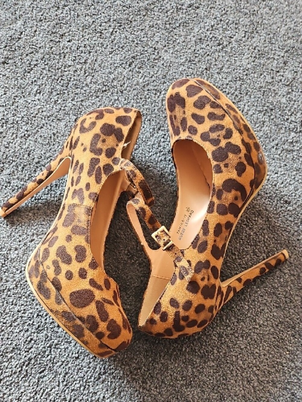 Leopard Print Mary Jane High Heels - Brown